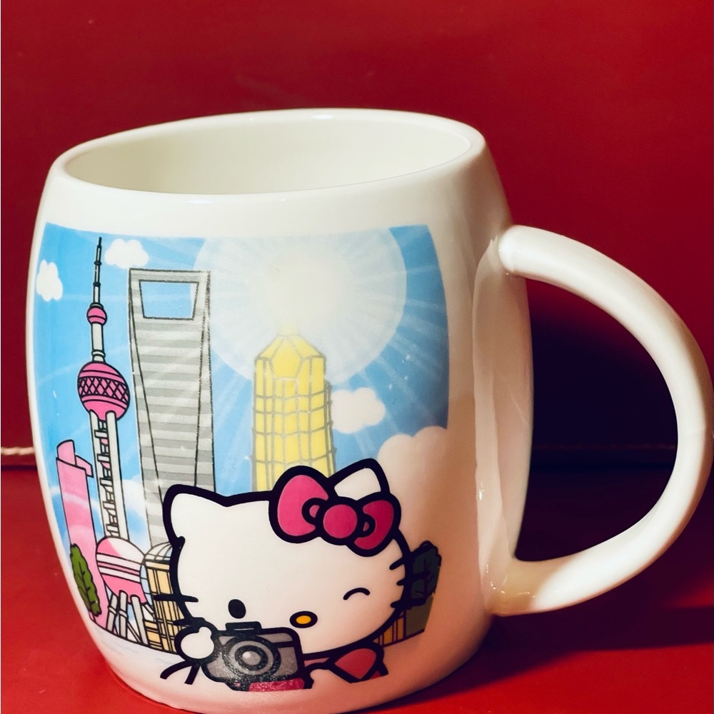 Sanrio Shanghai ‘76 Hello Kitty City Skyline Mug — Travel Camera Design
